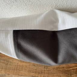 Gray Velvet Linen Pillow Cover Charcoal Color Block Throw - thumbnail 2