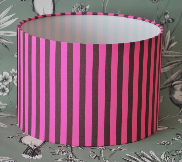 Handmade Pink Striped Drum Lampshade Table Or Ceiling Light - image 1