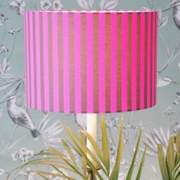 Handmade Pink Striped Drum Lampshade Table Or Ceiling Light - thumbnail 4