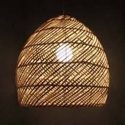Rattan Pendant Light - Woven Bohemian Hanging Lamp Teardrop Lighting Fixture - thumbnail 2