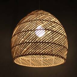Rattan Pendant Light - Woven Bohemian Hanging Lamp Teardrop Lighting Fixture - thumbnail 3