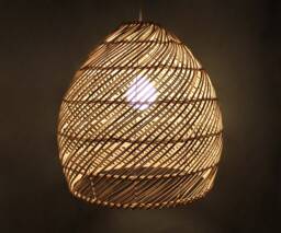 Rattan Pendant Light - Woven Bohemian Hanging Lamp Teardrop Lighting Fixture
