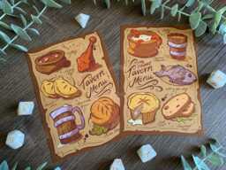 A6 Tavern Food & Drink Print Set - Medieval Art Fantasy Dungeons & Dragons Dnd Postcard - thumbnail 1