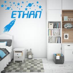 Rocket Personalised Any Name Space Planet Universe Stars Boys Childrens Bedroom Matt Vinyl Wall Art Sticker Decal - thumbnail 2