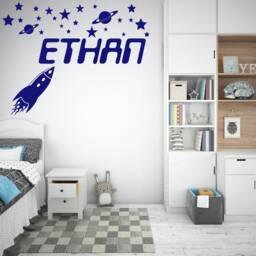 Rocket Personalised Any Name Space Planet Universe Stars Boys Childrens Bedroom Matt Vinyl Wall Art Sticker Decal - thumbnail 3