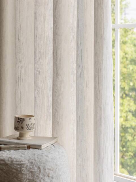 Fofung Linen Blend Sheer Curtain, Textured Natural Curtain With Abstract Stripes, Custom Panel, For Livingroom Bedroom, 1Pc - image 1