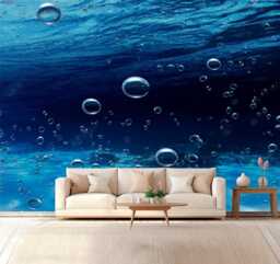 Bubbles Underwater Wall Mural Ocean Blue Water Sticker Bathroom Decals Bedroom Backdrop Wallpaper Removable Murals Customizable - thumbnail 1