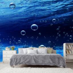 Bubbles Underwater Wall Mural Ocean Blue Water Sticker Bathroom Decals Bedroom Backdrop Wallpaper Removable Murals Customizable - thumbnail 2