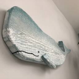 Rustic Wooden Whale Wall Art Duck Egg Blue Coastal Decor - thumbnail 3