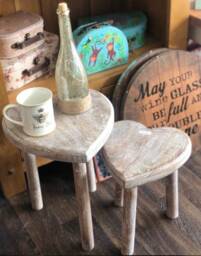 Set Of 2 Wooden Heart Shape Stacking Stools/Side Tables Kids Step Up Child's Bedroom Garden Seat, Valentines Gift, Mother's Day - thumbnail 2