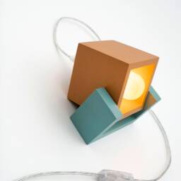 Orange Box Concrete Table Lamp, Pop Art Decor Handmade Bedside Industrial Decor, Edison Home - thumbnail 2