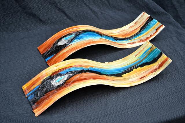 Paradox Pair Of Wall Hanging Art - Fused Glass Sculpture= Made To Order - image 1