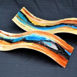 Paradox Pair Of Wall Hanging Art - Fused Glass Sculpture= Made To Order - thumbnail 2