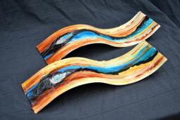 Paradox Pair Of Wall Hanging Art - Fused Glass Sculpture= Made To Order - thumbnail 1