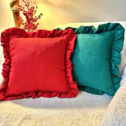 Decorative Velvet Frill Throw Pillow Cover - Festive Christmas Decor - thumbnail 3