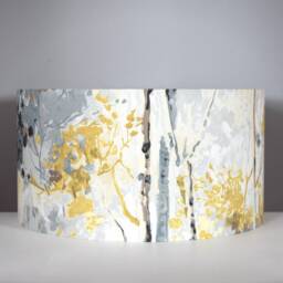Silver Birch Tree Lampshade in Grey & Yellow With Gold Silver Or White Lining Option, For Ceiling Lamp Base 20cm To 40cm Diameters - thumbnail 3