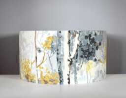 Silver Birch Tree Lampshade in Grey & Yellow With Gold Silver Or White Lining Option, For Ceiling Lamp Base 20cm To 40cm Diameters