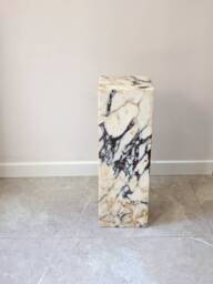 Handmade Calacatta Viola Marble Plinth Cube Side Table - thumbnail 1