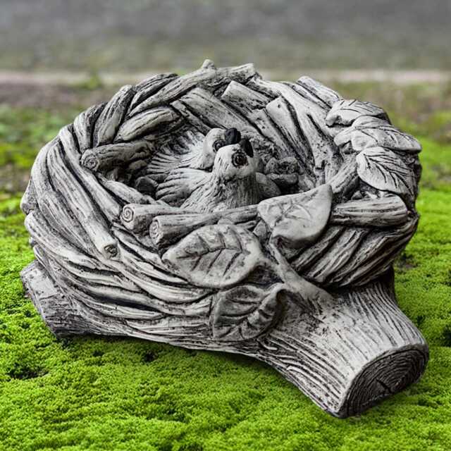 Concrete Birds in Nest Statue Handmade Stone Figure Garden Bird Sculpture Outdoor Decoration Cement Ornament Bird Lover Gift - image 1