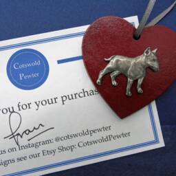 English Bull Terrier Wooden Heart Decoration - Bully Bauble Christmas Memorial Gift - thumbnail 4