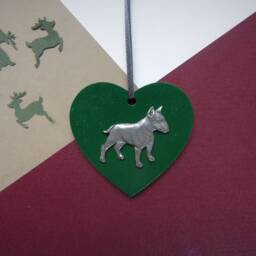 English Bull Terrier Wooden Heart Decoration - Bully Bauble Christmas Memorial Gift - thumbnail 3