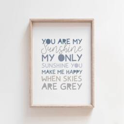 3 Boys Nursery Prints, Wall Art, You Are My Sunshine Muted Blue, Quotes, Bedroom Art - thumbnail 3