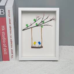 Sea Glass Bird Art Handmade Friendship Picture Frame - thumbnail 2