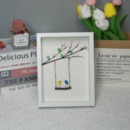 Sea Glass Bird Art Handmade Friendship Picture Frame - thumbnail 1