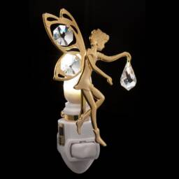 24K Gold Fairy Night Light, Handcrafted Sparkling Crystal Decor - thumbnail 2