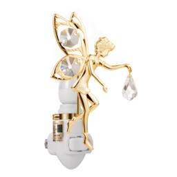 24K Gold Fairy Night Light, Handcrafted Sparkling Crystal Decor