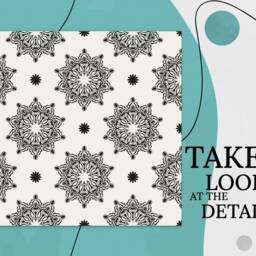 Mehndi Design Illustration Vinyl Flooring, Beige Retro Floor Art, Black Custom Oriental Decorative Abstract Decor - thumbnail 2