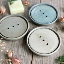 Handmade Stoneware Soap Dish Two-Part Pottery Design - thumbnail 2