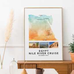 Egypt Nile Cruise Personalised Travel Map Print With Photo Collage Poster Engagement Honeymoon Gift - thumbnail 3