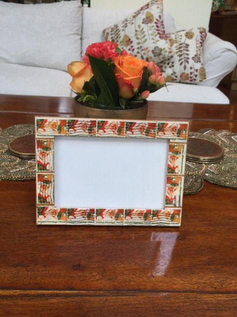 Santa Claus/ Seasons Greetings/ Year 1983 Christmas Postage Stamp Frame - Holds 4x6 Photo - image 1