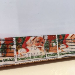 Santa Claus/ Seasons Greetings/ Year 1983 Christmas Postage Stamp Frame - Holds 4x6 Photo - thumbnail 4