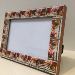 Santa Claus/ Seasons Greetings/ Year 1983 Christmas Postage Stamp Frame - Holds 4x6 Photo - thumbnail 3
