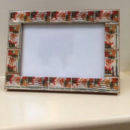 Santa Claus/ Seasons Greetings/ Year 1983 Christmas Postage Stamp Frame - Holds 4x6 Photo - thumbnail 2