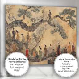 Classical Chinese Scholars Pine Tree Oriental Landscape Painting Canvas Wall Art Print Decor Picture Ready To Hang - thumbnail 3