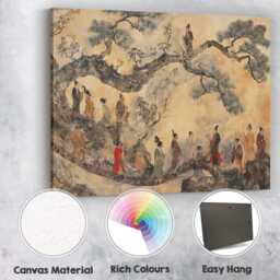 Classical Chinese Scholars Pine Tree Oriental Landscape Painting Canvas Wall Art Print Decor Picture Ready To Hang - thumbnail 2