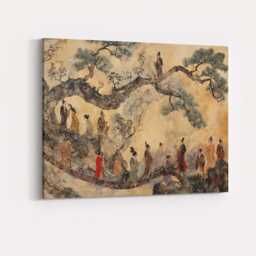 Classical Chinese Scholars Pine Tree Oriental Landscape Painting Canvas Wall Art Print Decor Picture Ready To Hang - thumbnail 4