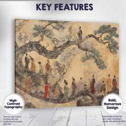 Classical Chinese Scholars Pine Tree Oriental Landscape Painting Canvas Wall Art Print Decor Picture Ready To Hang - thumbnail 1