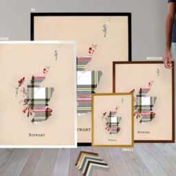 Clan Stewart Scottish Tartan Map - Of Scotland Family Wall Decor, Ready To Hang - thumbnail 3