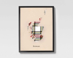 Clan Stewart Scottish Tartan Map - Of Scotland Family Wall Decor, Ready To Hang - thumbnail 1
