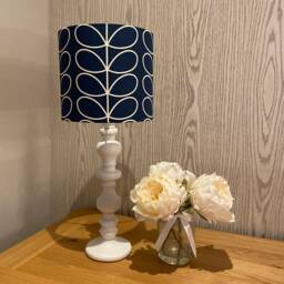 Handmade Lampshade in A Navy/Whale Linear Stem Print, Various Sizes Available, Ceiling Or Table Lamp Options - thumbnail 3