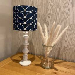 Handmade Lampshade in A Navy/Whale Linear Stem Print, Various Sizes Available, Ceiling Or Table Lamp Options - thumbnail 2