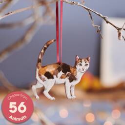 Watercolour Style Wooden Calico Cat Hanging Decoration - Handcrafted Christmas For Stylish Home D??cor, Unique Gift Idea - thumbnail 1