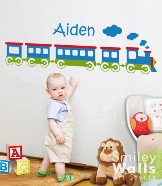 Train Wall Decal, Choo Personalized Vinyl Lettering Sign Decal For Kids Baby Room Nursery Decor Decal Sticker - image 1