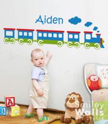 Train Wall Decal, Choo Personalized Vinyl Lettering Sign Decal For Kids Baby Room Nursery Decor Decal Sticker - thumbnail 1