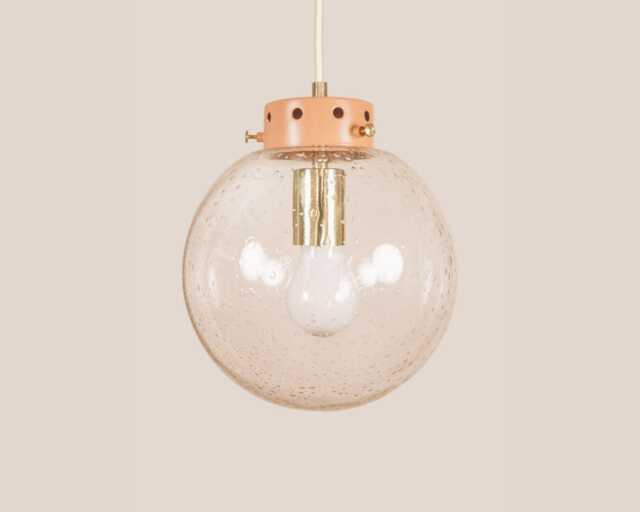 Ur??ka Vintage Pendant Light Mcm Hanging Handcrafted Glass Lamp Retro Ceiling Fixture Yugoslavia Gold Brass - image 1
