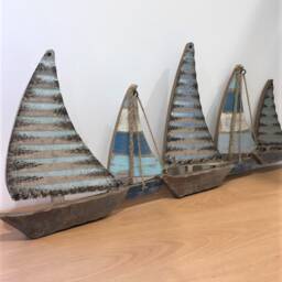 Metal Sailing Boats Wall Art/Nautical Seaside Sea Hanging Decor Beach Side Home Holiday Yacht - thumbnail 3
